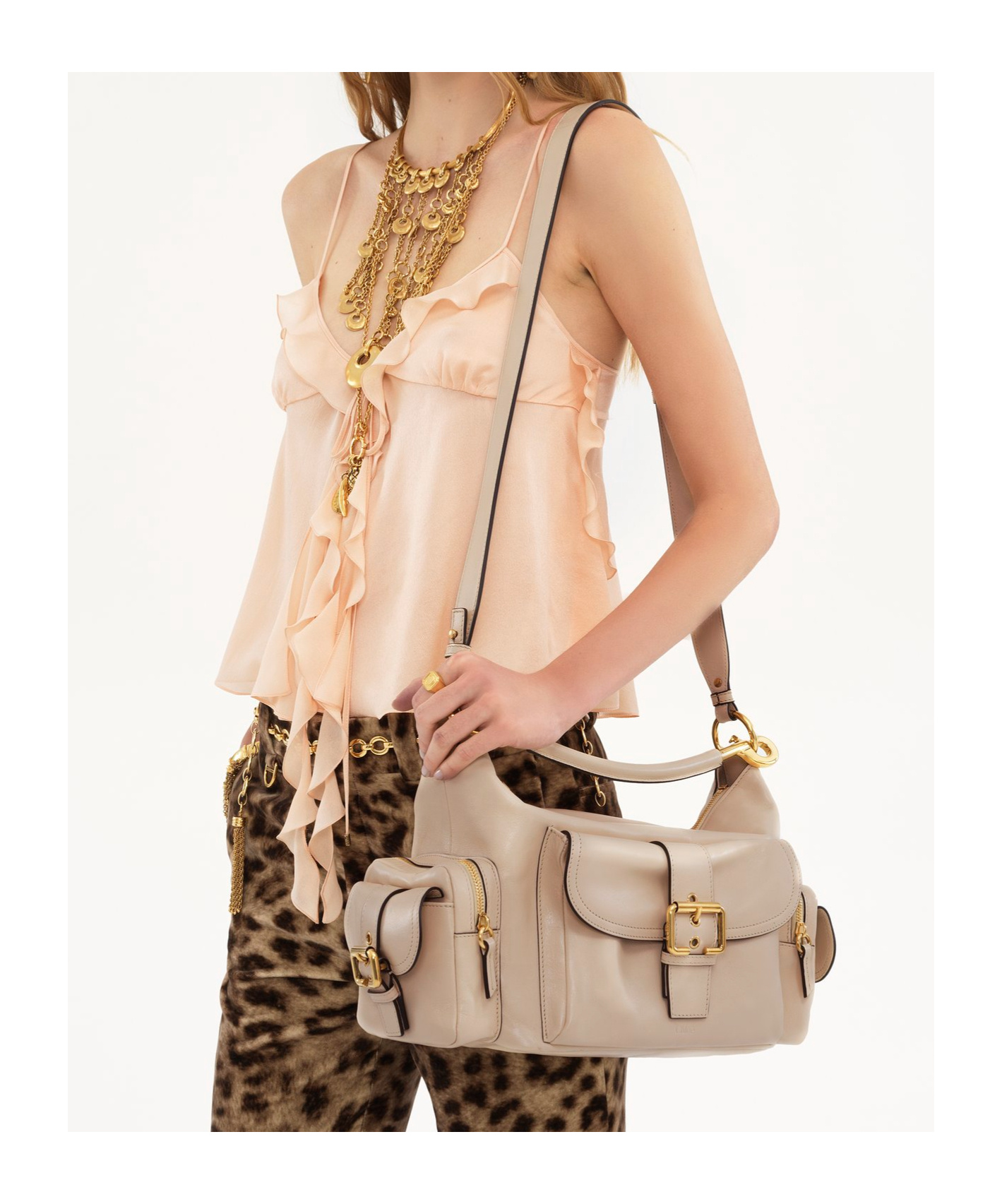 Chloé Camera Bag Medium In Natural Shiny Calfskin In Nude