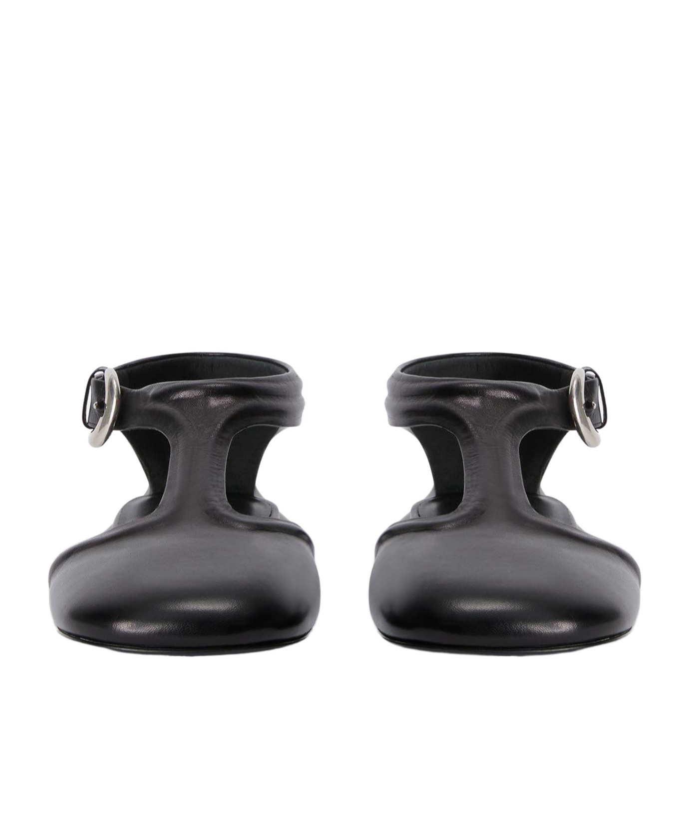 Jil Sander Leather Mary Jane Flats In Black