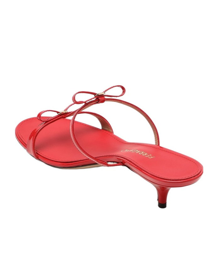 Ferragamo Abili Patent T-strap Slide Sandals In Red
