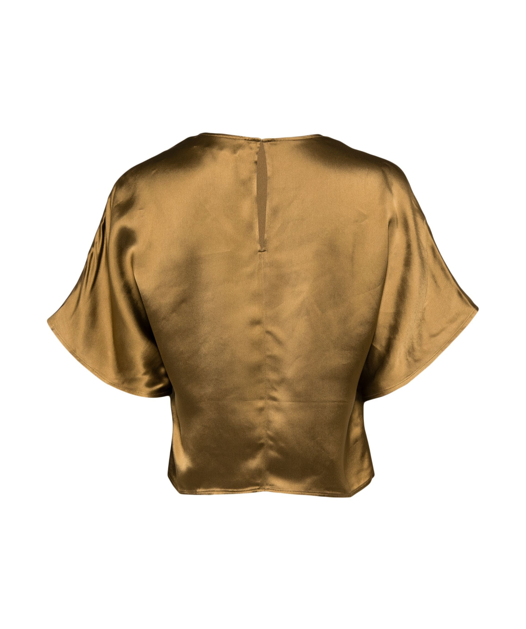Yves Salomon Cropped Satin T-shirt In Brown