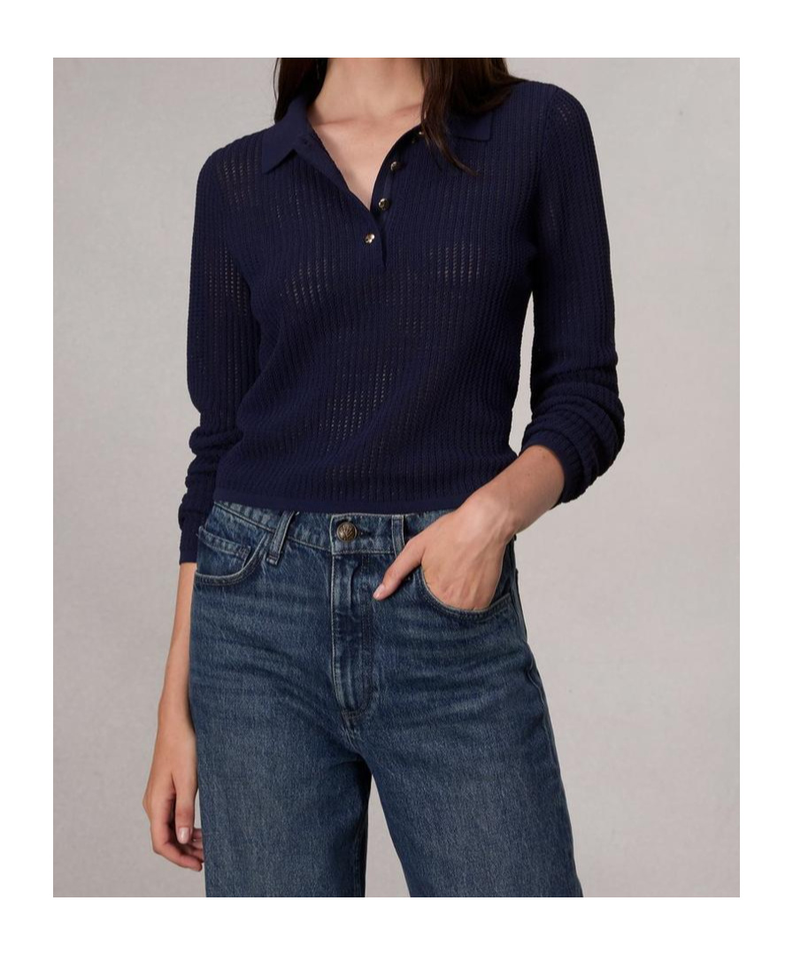Rag & Bone Long Sleeve Polo Sweater In Indigo
