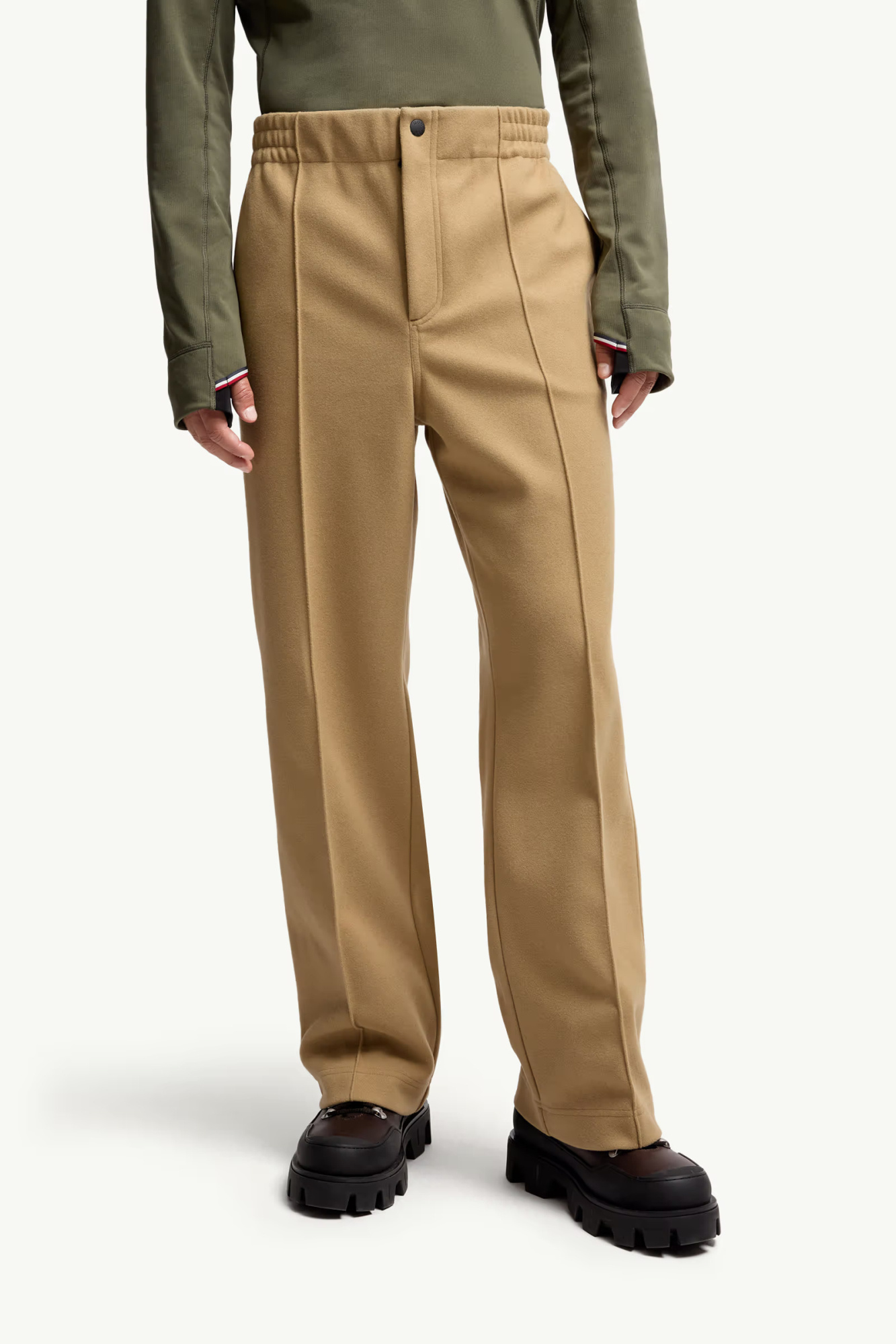 Moncler Embossed Logo Cotton Sweatpants In Neutral
