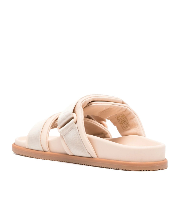 Shop Moncler Round Toe Flat Slippers In Nude