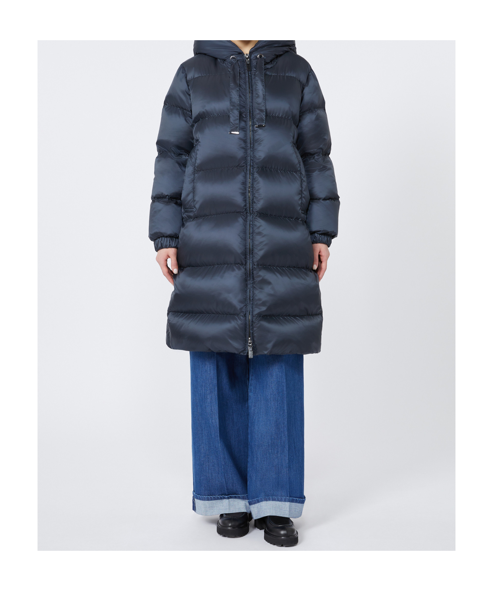 Max Mara Long-sleeved Down Jacket In Blue