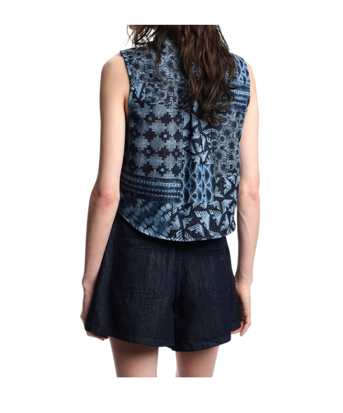 Emporio Armani J77 High-rise Denim Shorts With A Printed Sash In Blue