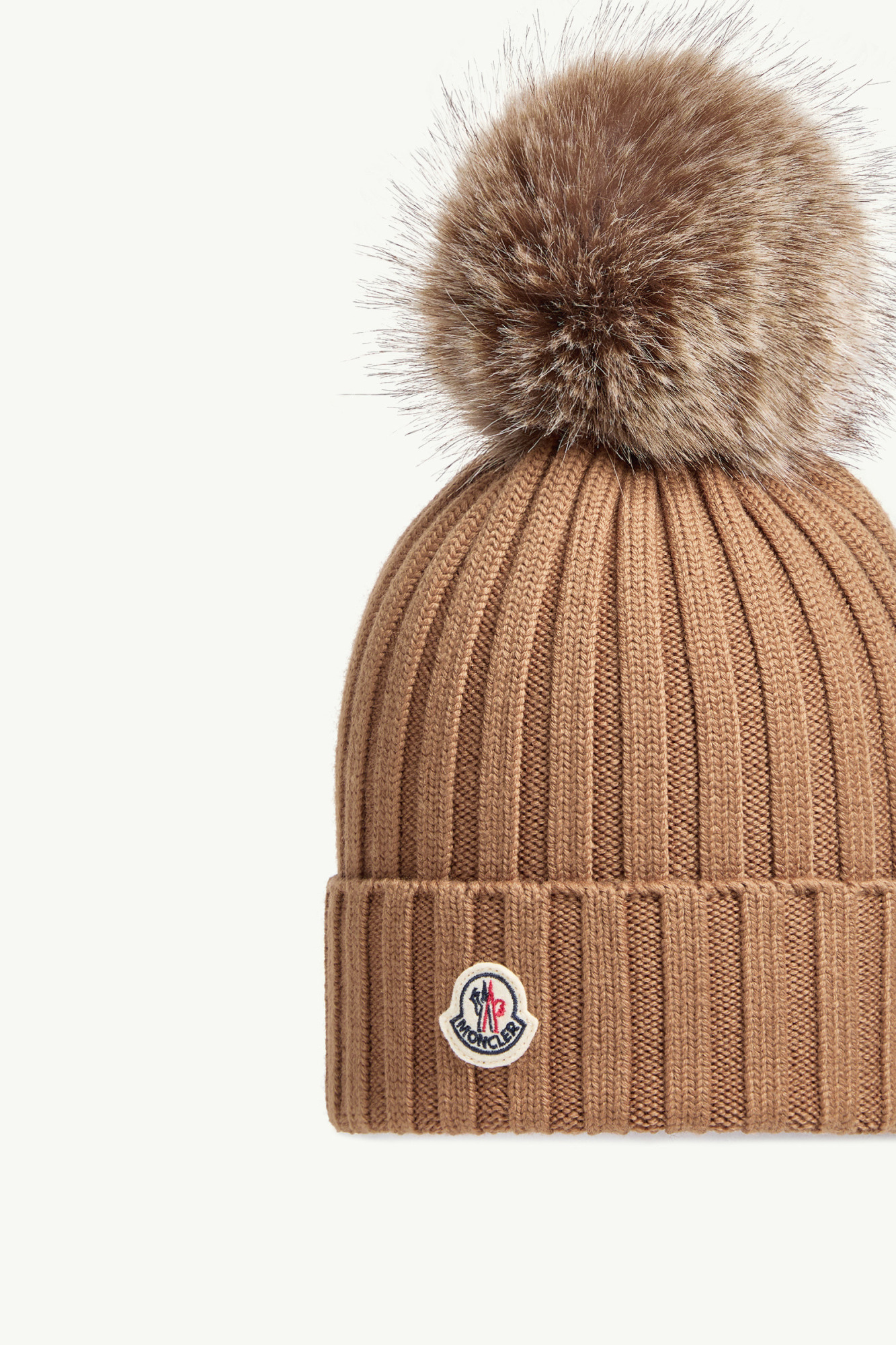 Moncler Pom Pom Wool Hat In Brown