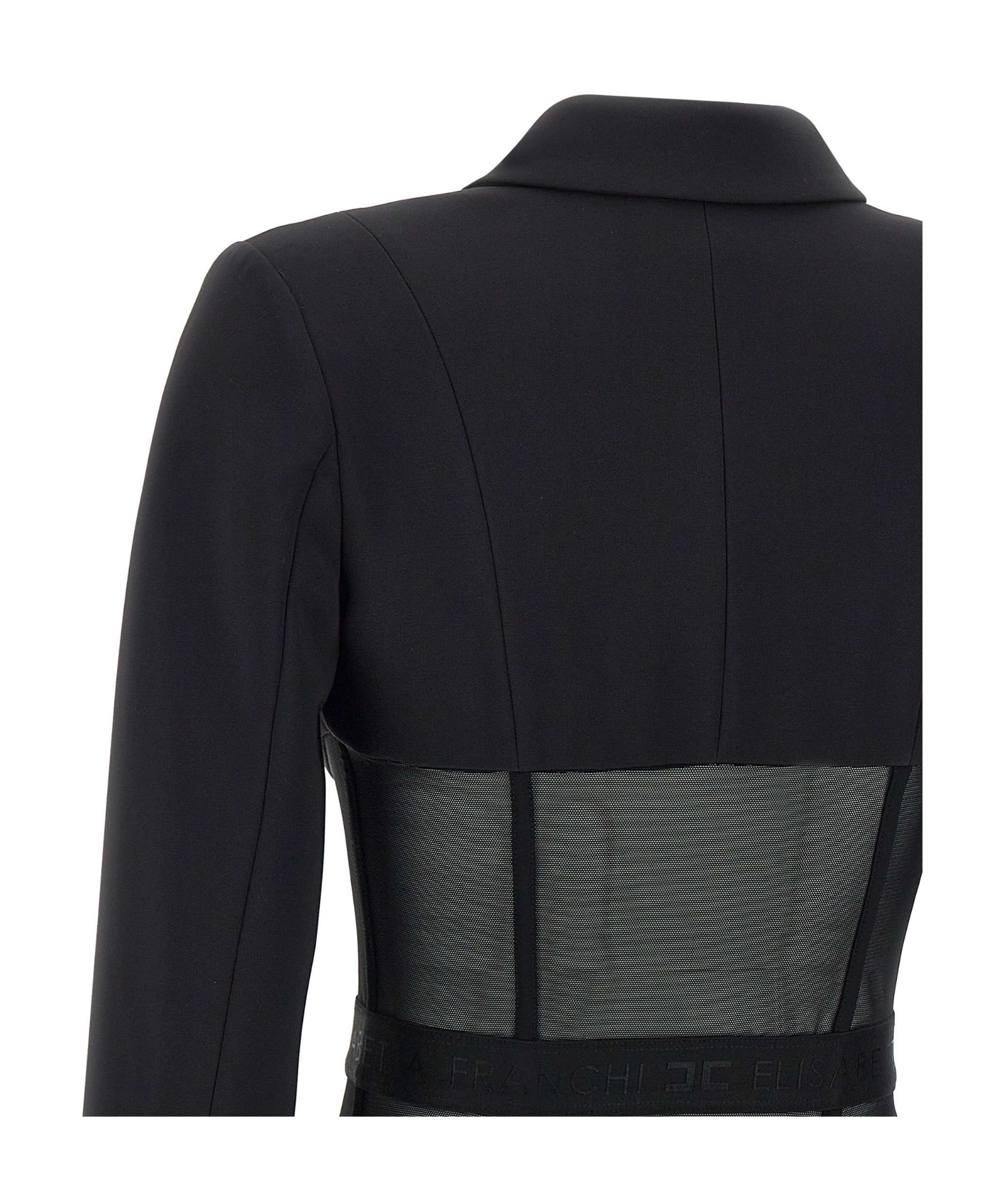 Elisabetta Franchi Tailored Blazer With Sheer Tulle Panels In Black