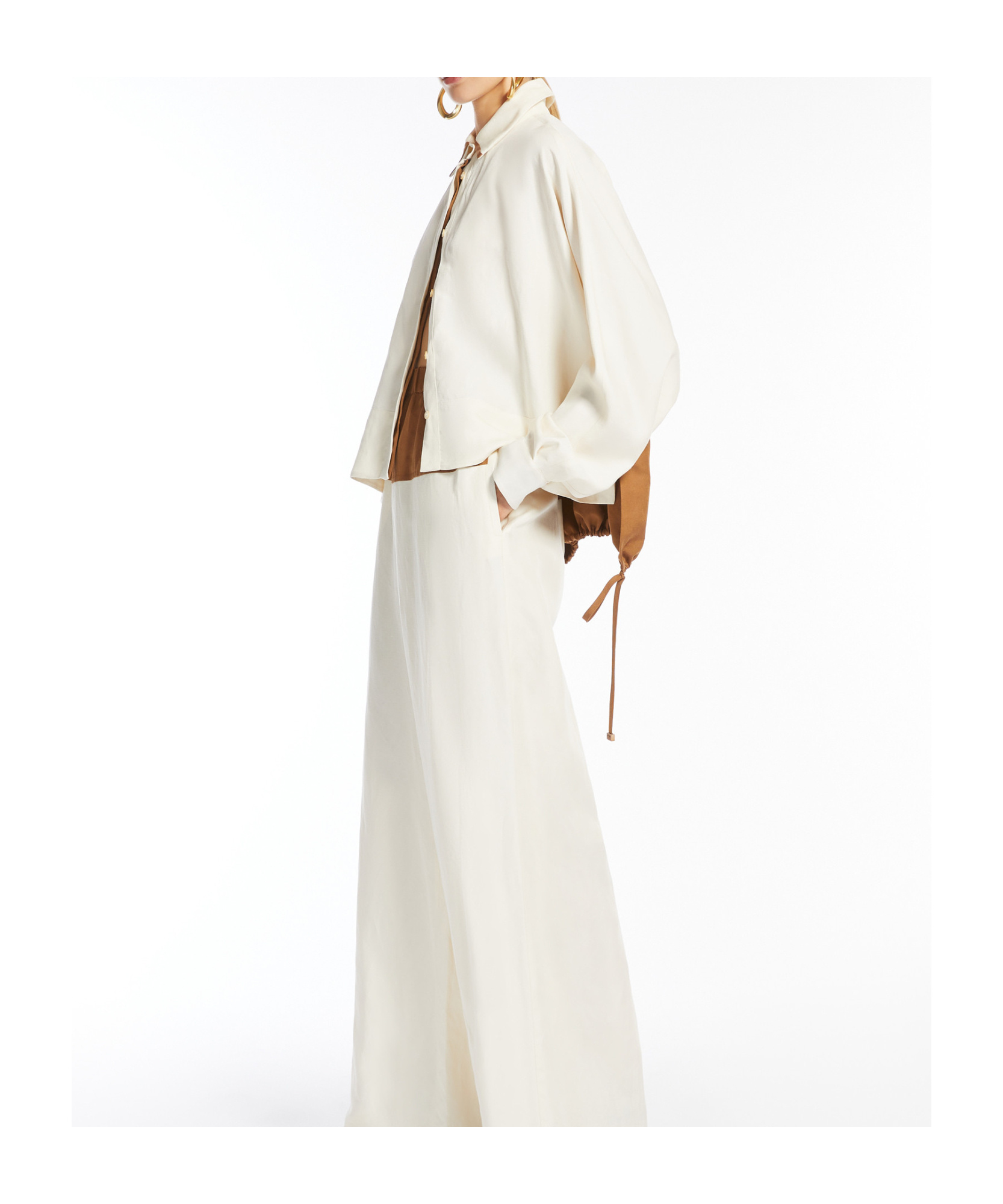 Max Mara Lapel Long Sleeve Shirt In White