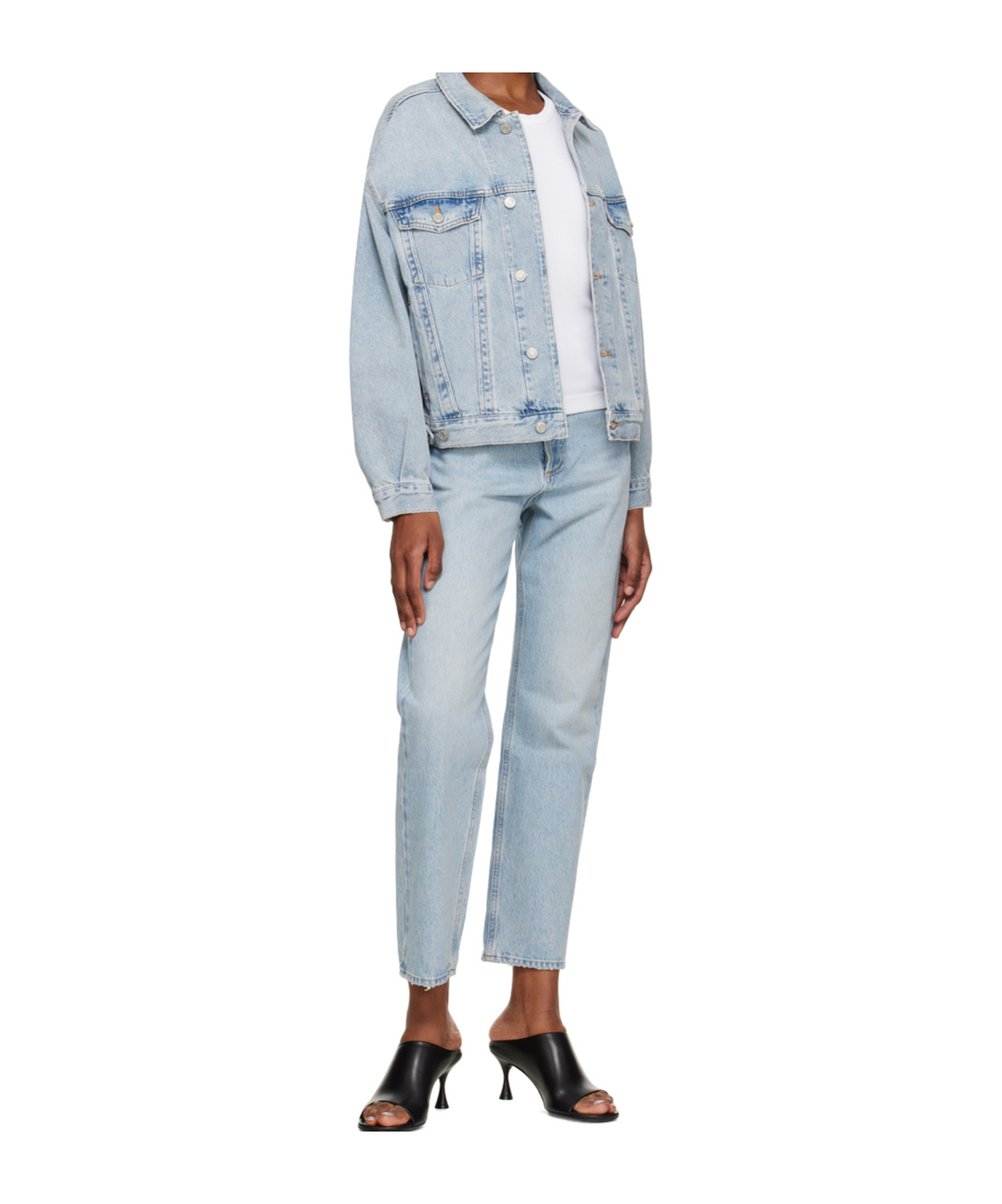 Agolde Buttoned Long-sleeved Denim Jacket In Gray