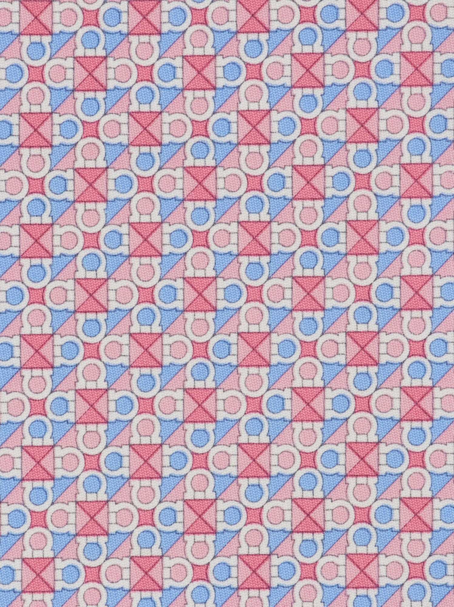 Ferragamo Gancini Square Print Silk Tie In Pink