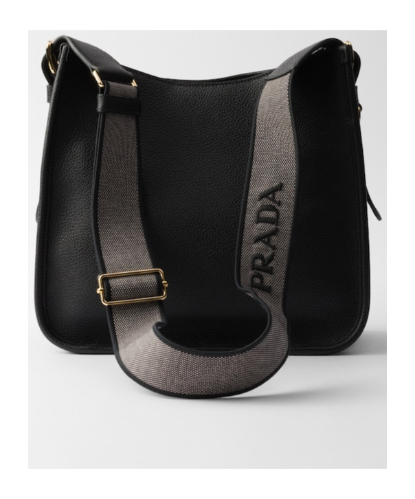 Prada Medium Leather Shoulder Bag In Black