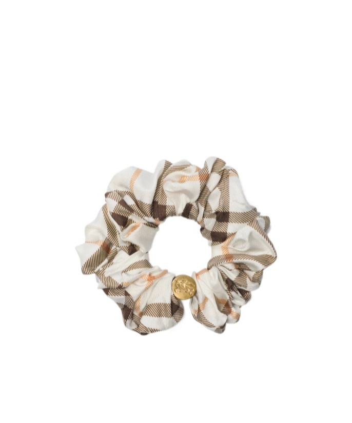 Burberry Check Silk Scrunchie In Brown