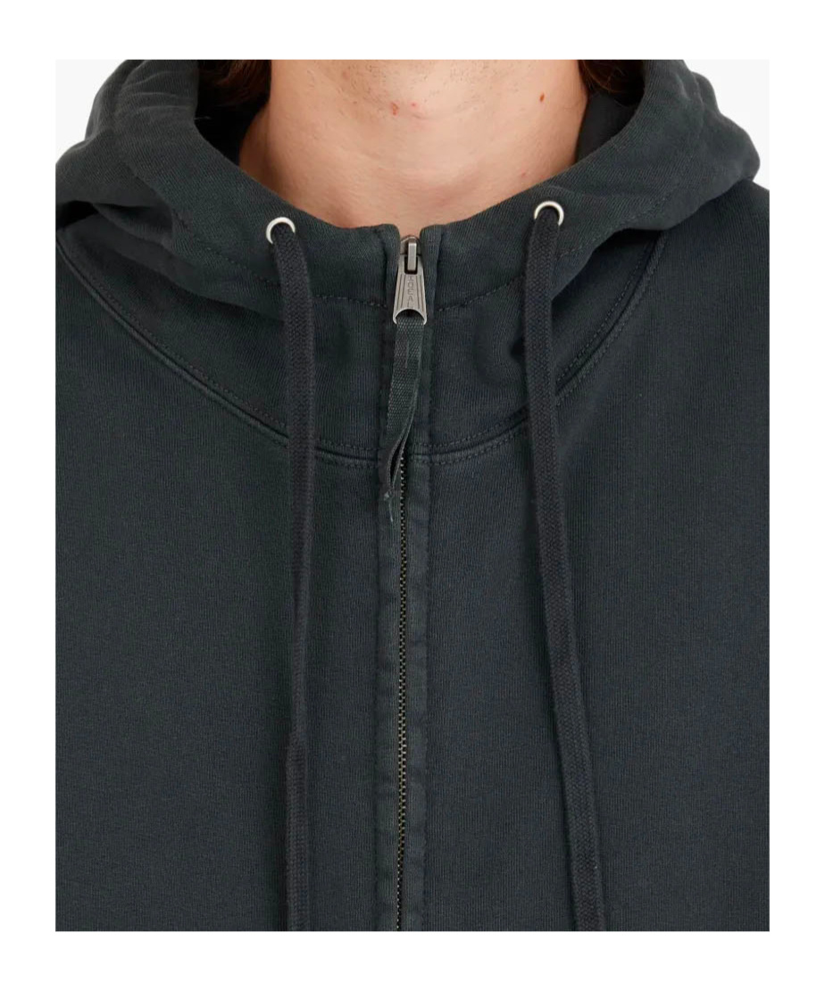 Maison Margiela Zipped Drawstring Hoodie In Black