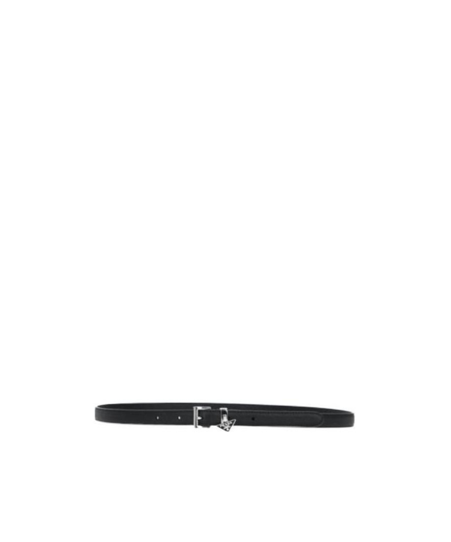 Prada Saffiano Leather Thin Belt In Black