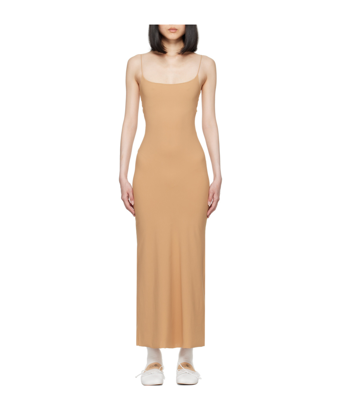 Mm6 Maison Margiela Low Round Neck Dress In Brown