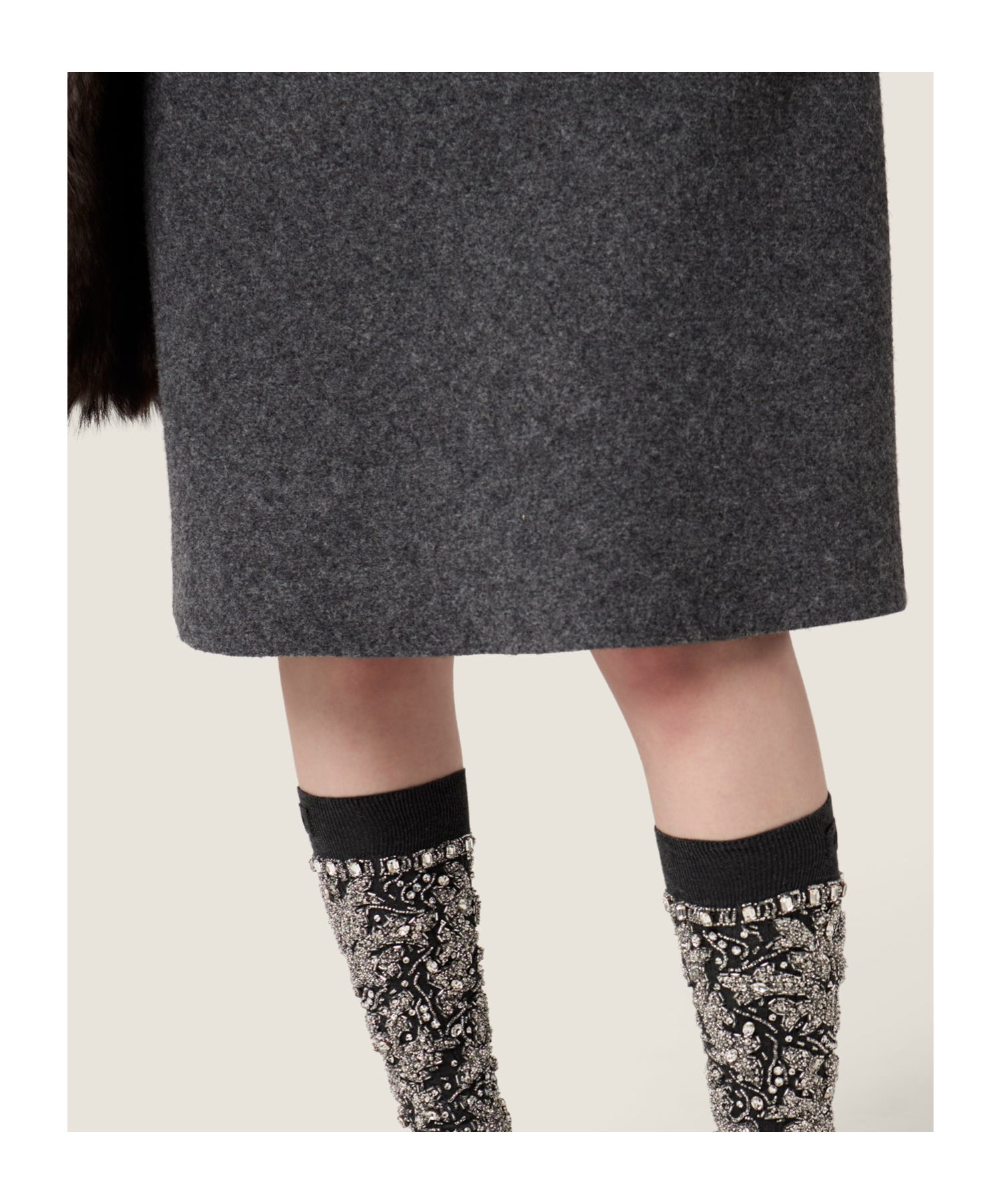 Miu Miu Shetland Wool Skirt In Gray