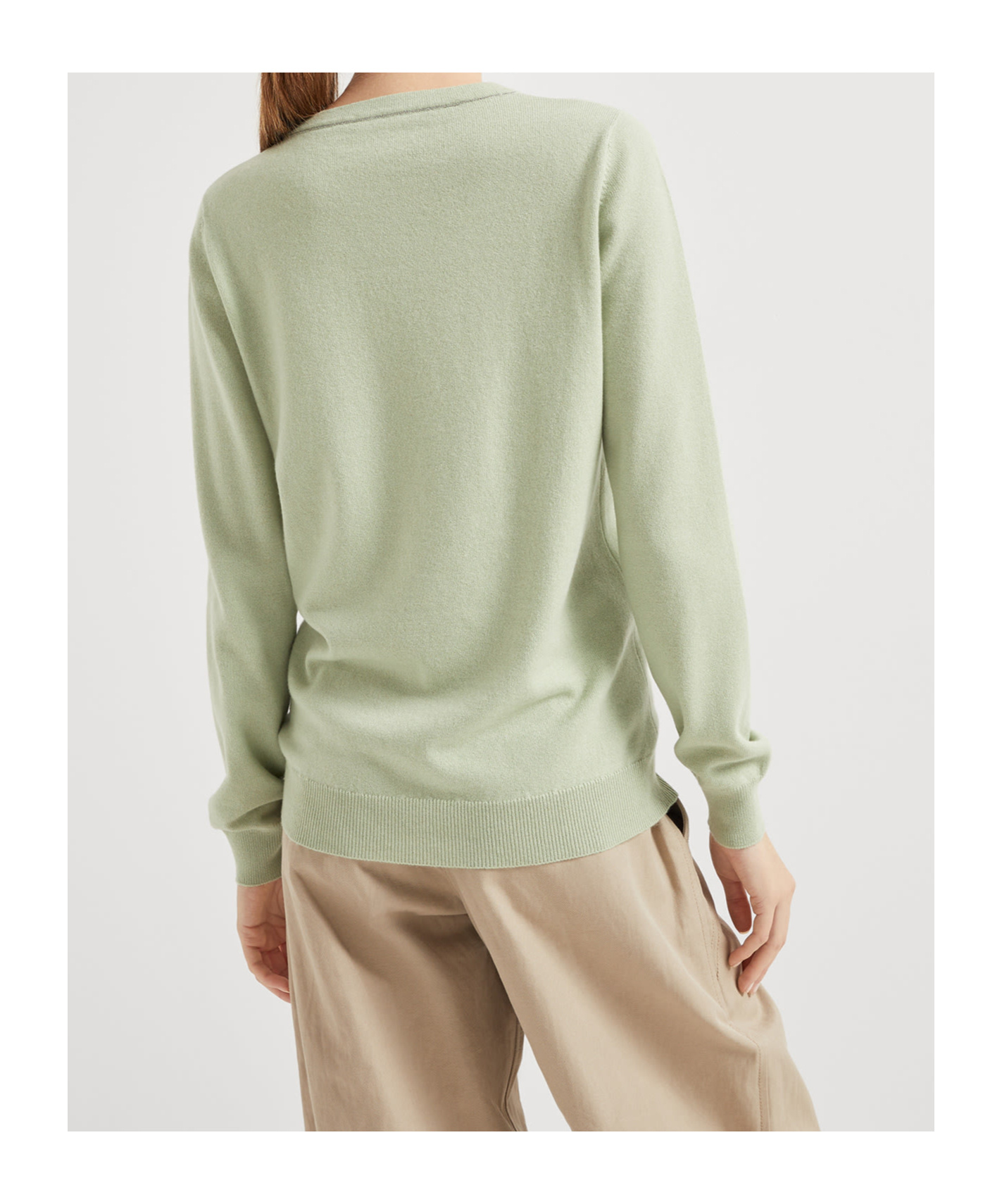 Brunello Cucinelli Cashmere Monili-detail Sweater In Mint Green