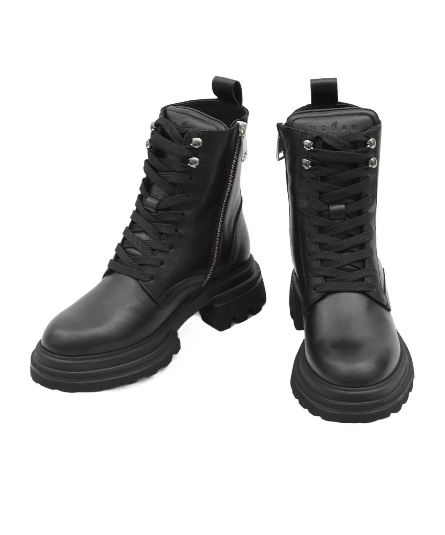 Hogan H674 Combat Boots In Black
