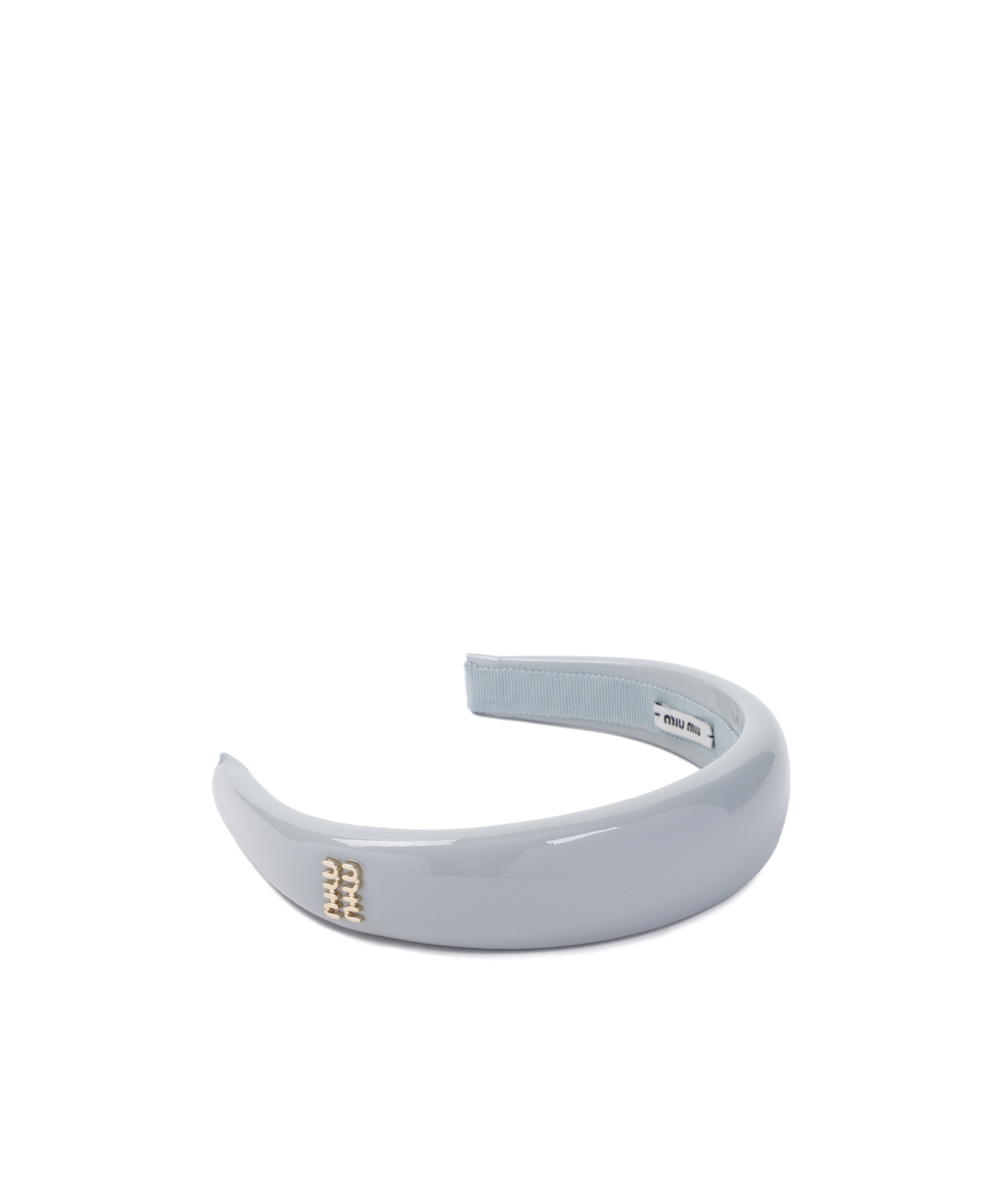 Miu Miu Pearl Cornflower Lamb Leather Headband In Gray