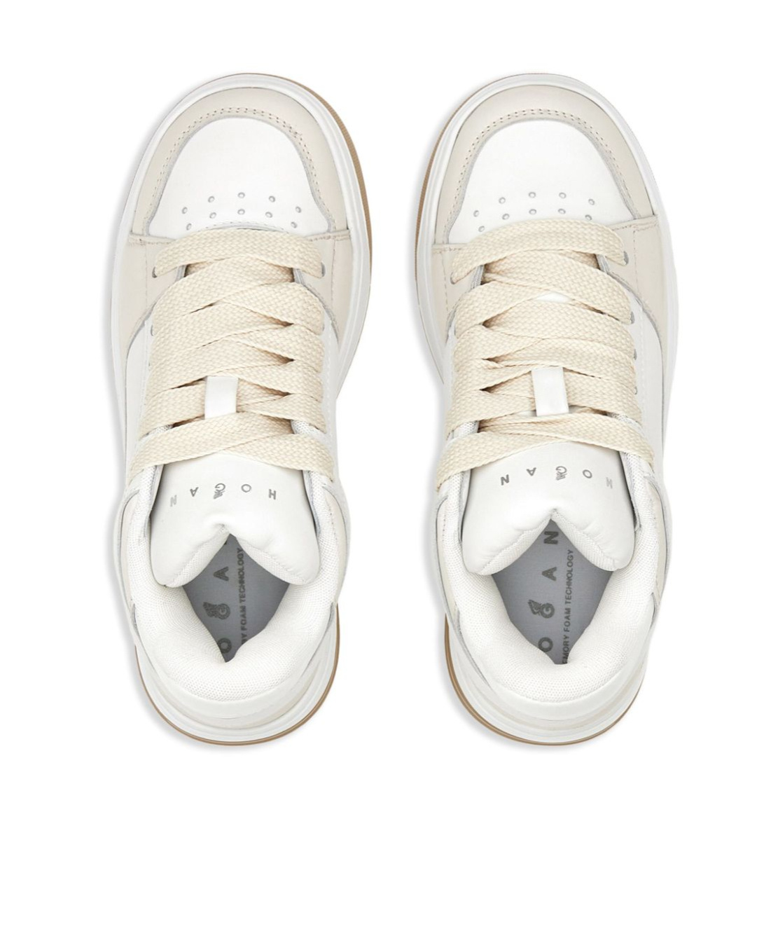 Hogan White Calf Leather Panelled Sneakers In White