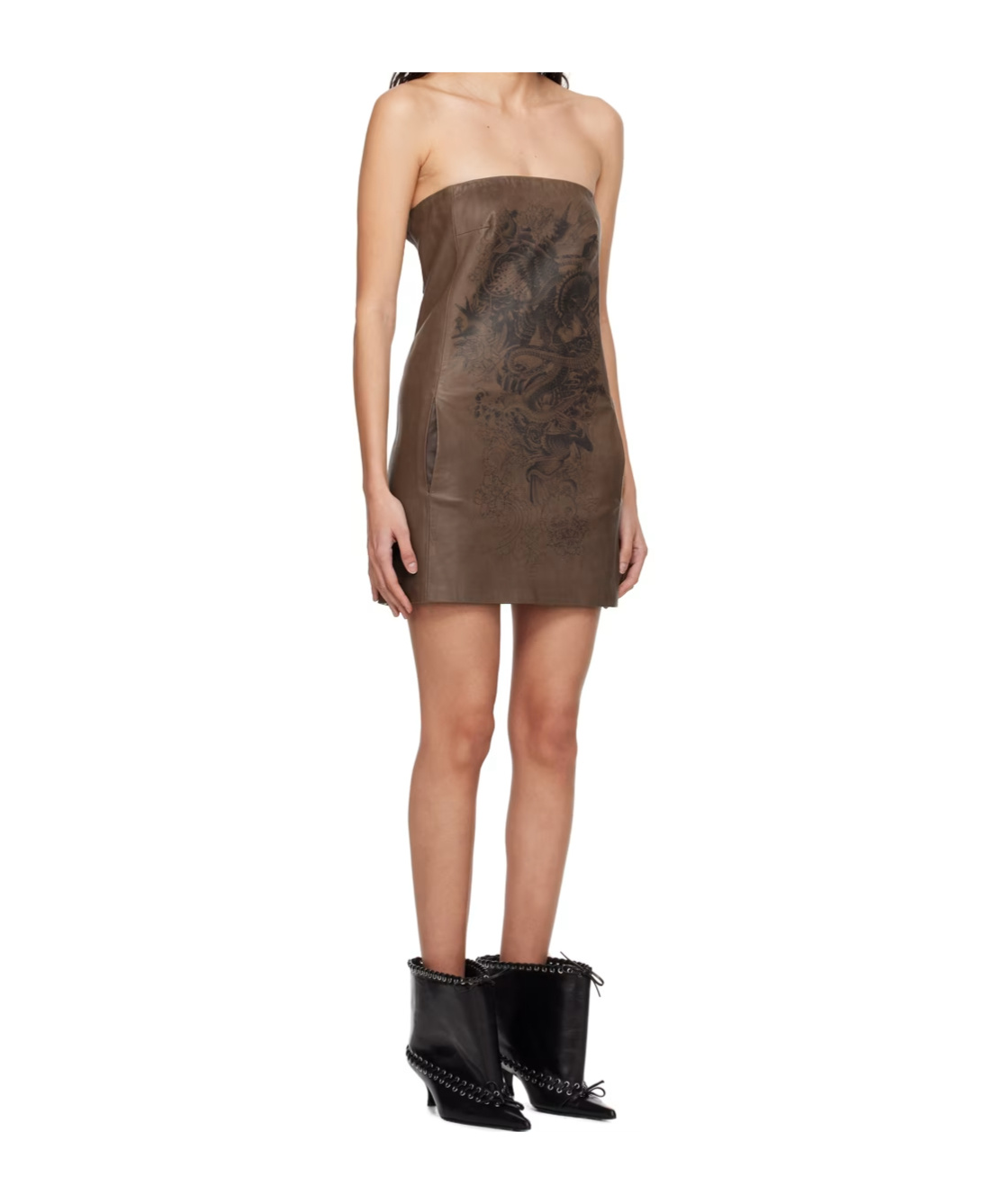 Jean Paul Gaultier Graphic Print Dress In Brown