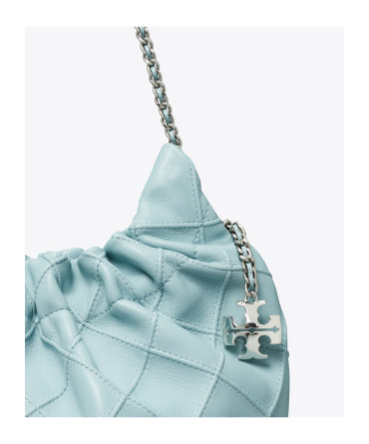 Tory Burch Mini Fleming Quilted Leather Hobo Bag In Blue