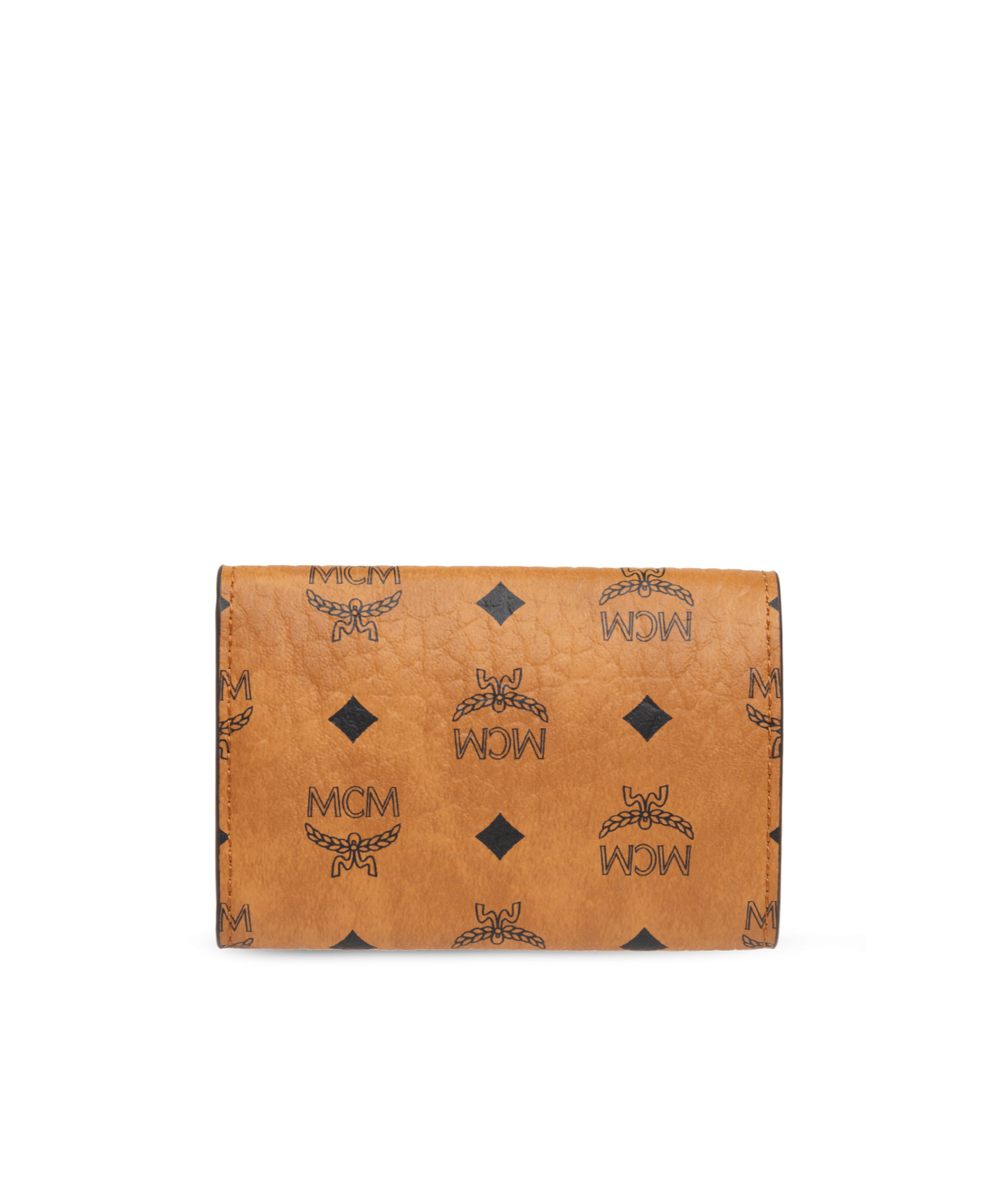 Mcm Small Aren Visetos Coated Canvas Trifold Wallet In Brown