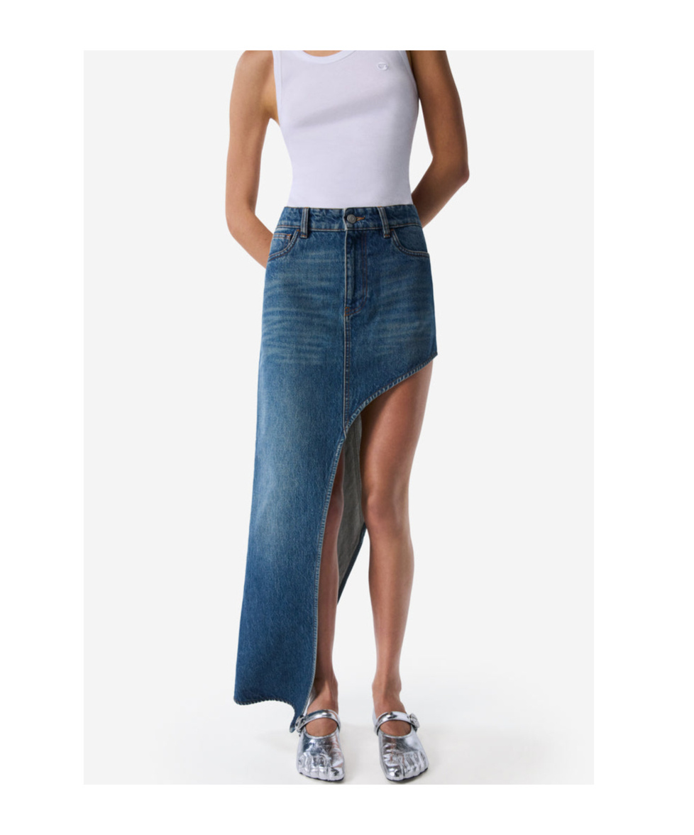 Coperni Single-legged Denim Skirt In Blue