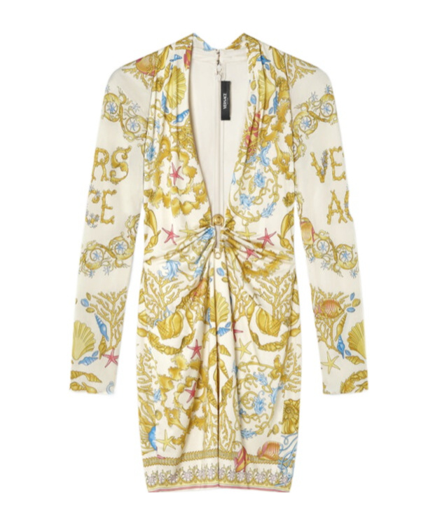 Versace Safety Pin Underwater Barocco Mini Dress