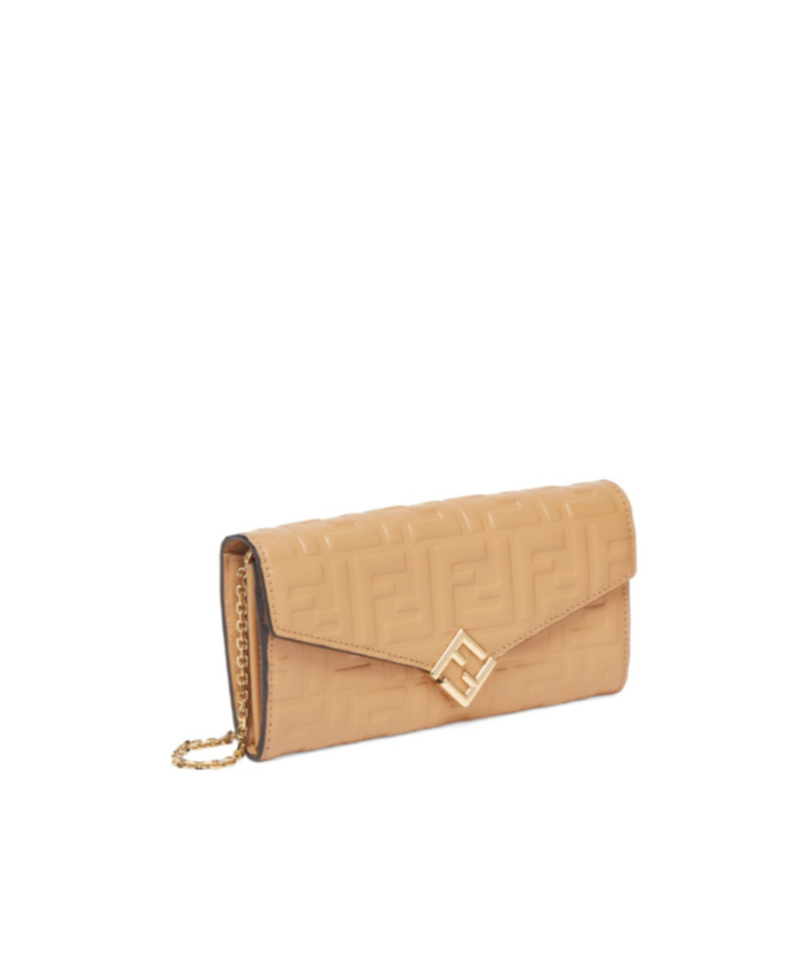 Fendi Ff Diamonds Chain Continental Wallet In Nude