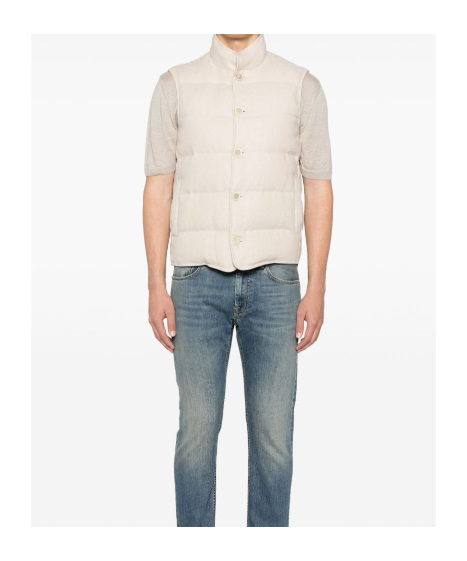Eleventy High Collar Sleeveless Vest In Neutral