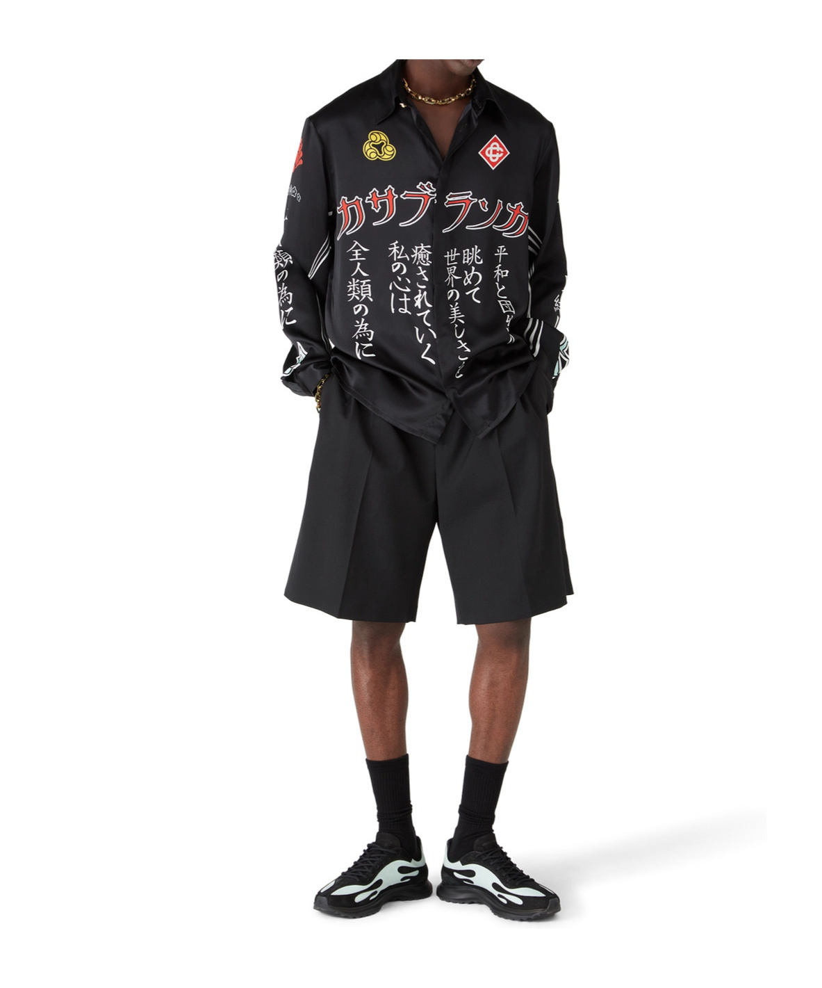 Casablanca Long-sleeved Logo Shirt In Black