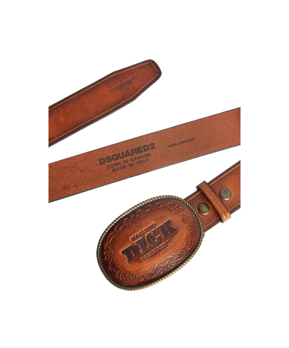 Dsquared2 Magliano X D2 Embossed Buckle Belt In Brown
