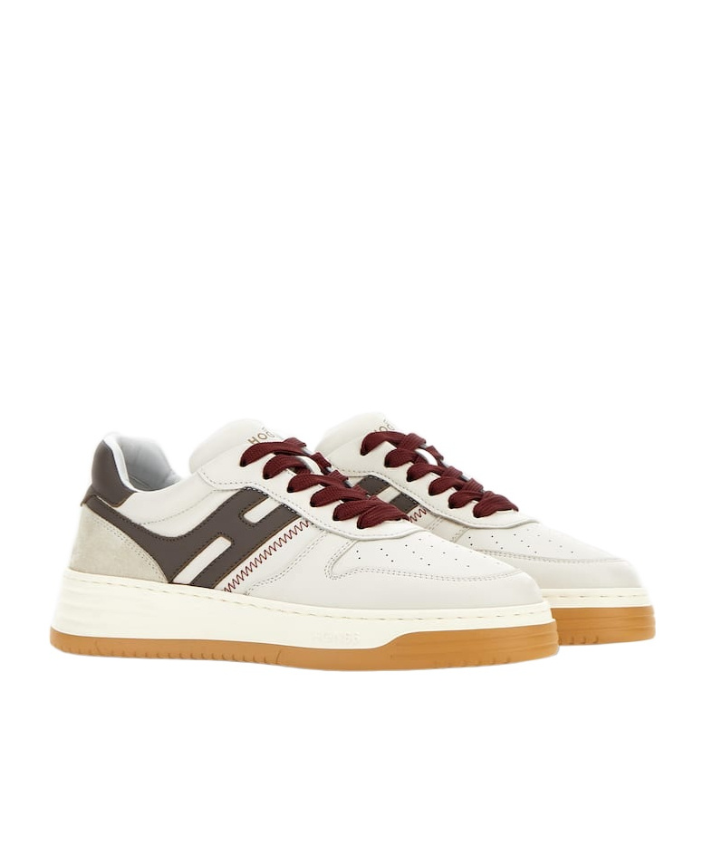 Hogan H630 Logo Patch Lace-up Sneakers In White