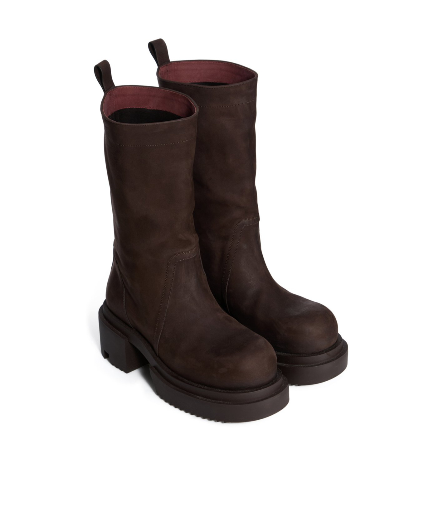 Rick Owens Round Toe Boots In Brown