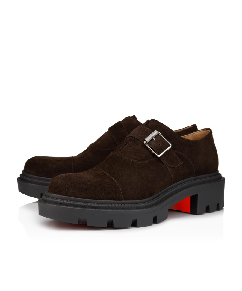 Christian Louboutin Oxford College Suede Loafers In Brown