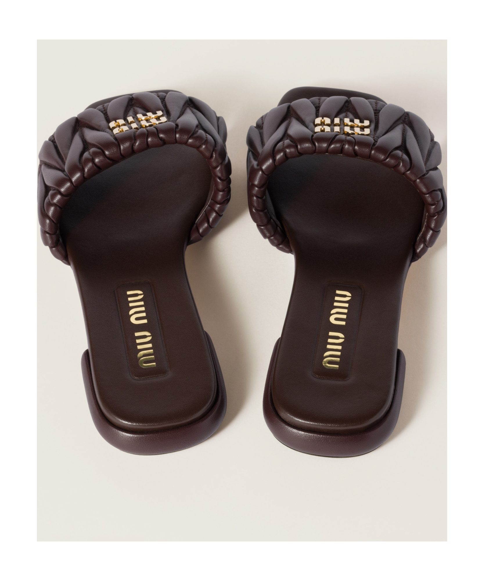 Miu Miu Matelassé Nappa Leather Slides In Black
