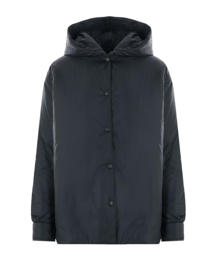 Aspesi Long Sleeve Button-down Hoodie In Black