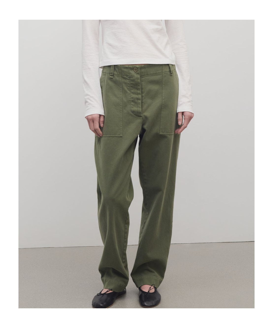 The Row Vendula Cotton Carpenter Trousers In Green
