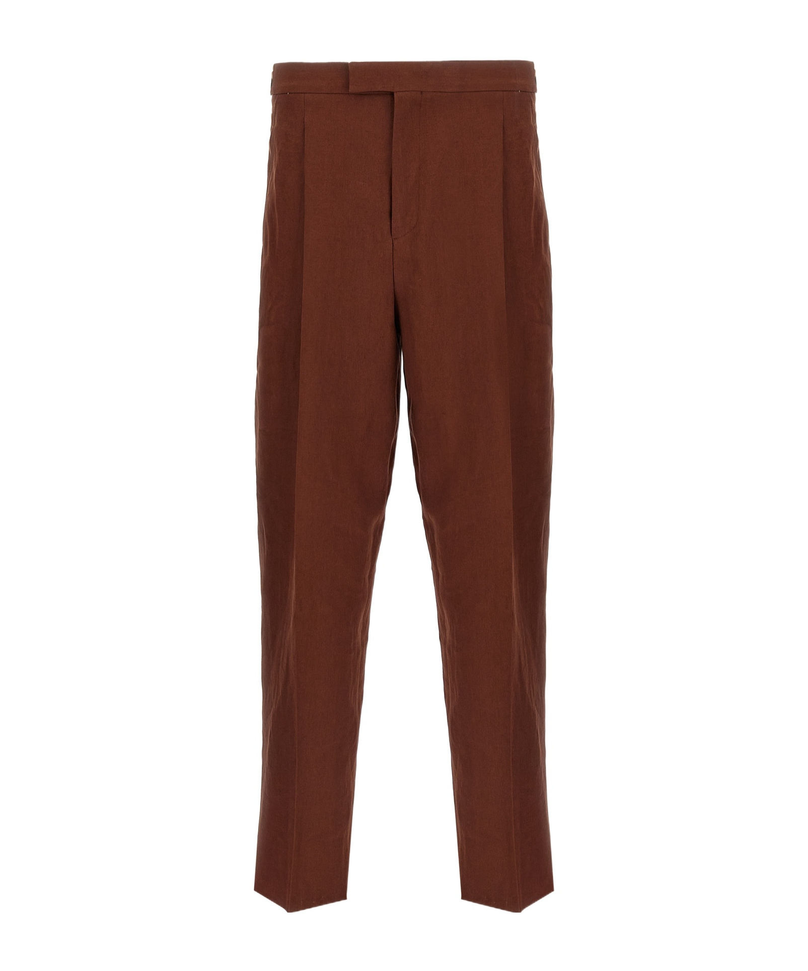 Shop Zegna Linen Trousers In Brown