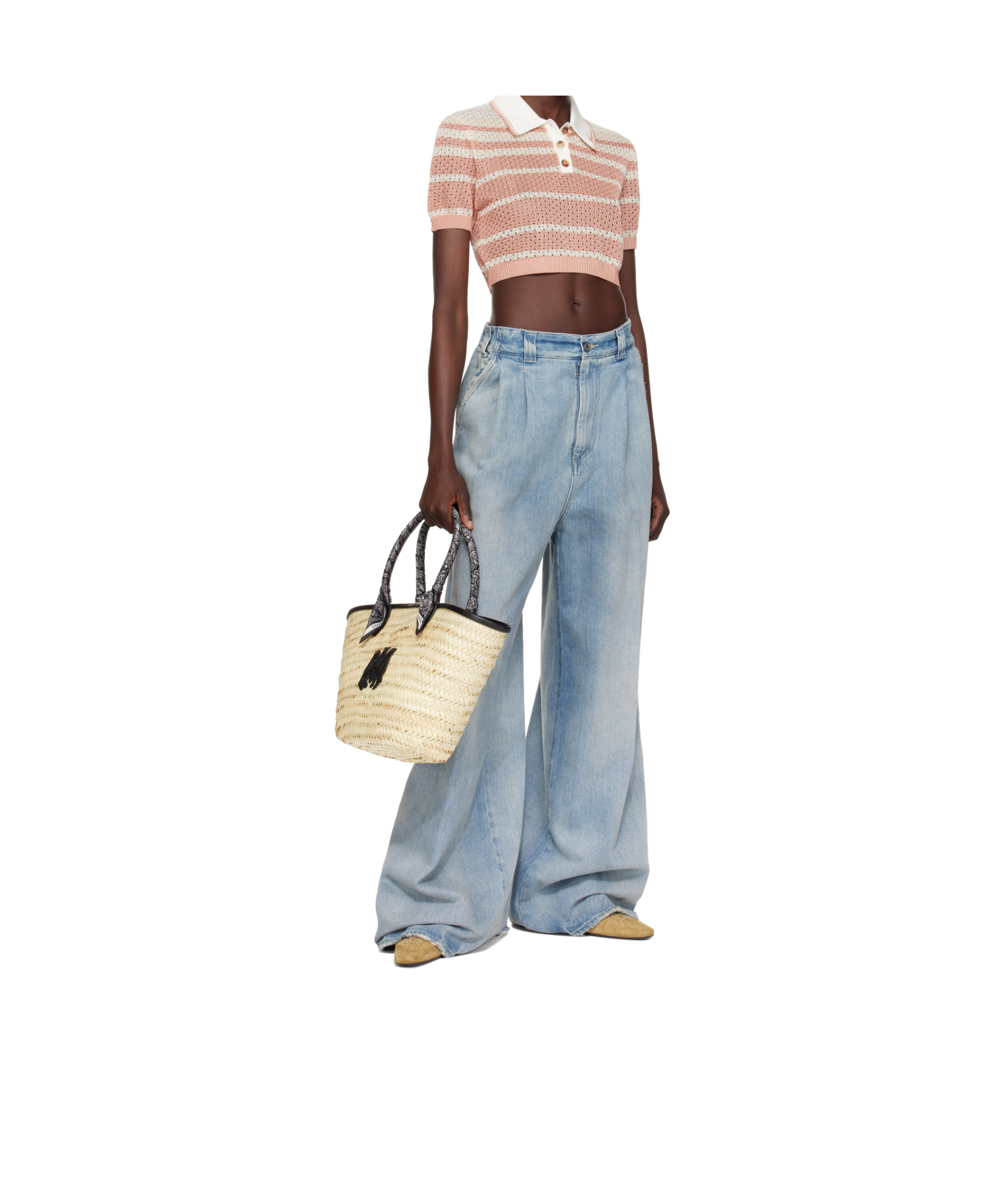 Amiri Ma Raffia Macro Tote In Brown