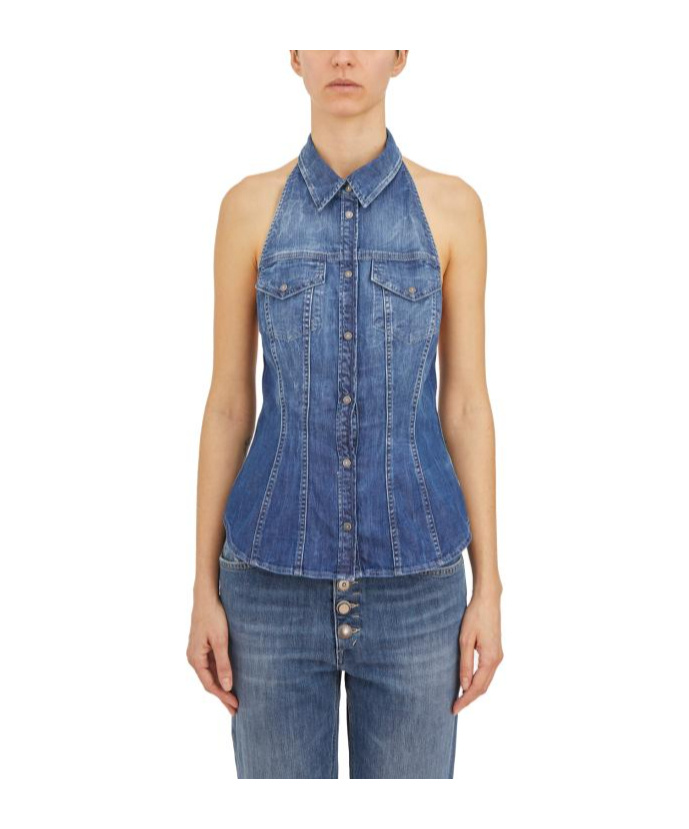 Shop Dondup Denim Vest In Blue