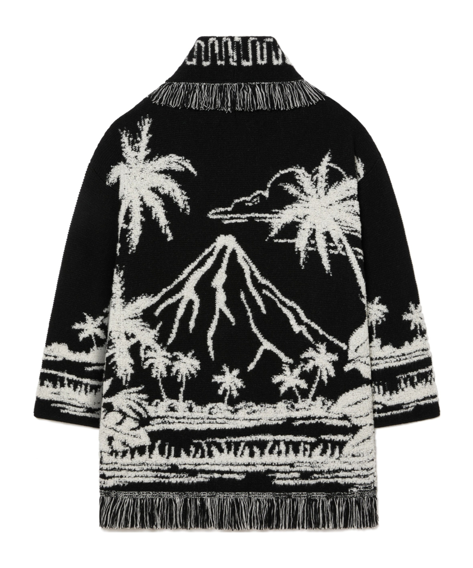 Alanui Palm Grove Tales Fringe Cardigan In Black