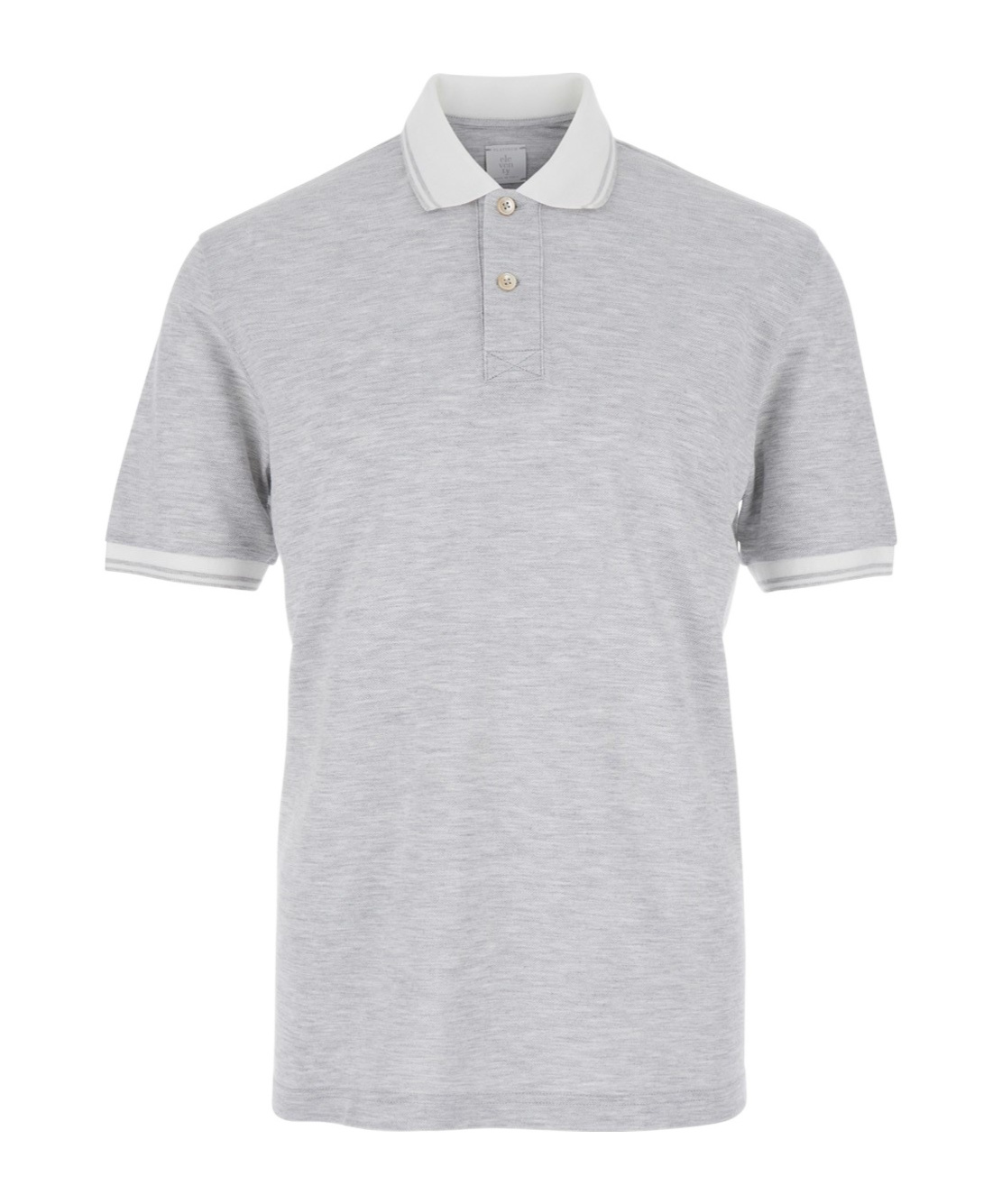 Eleventy Grey Polo Shirt With Classic Collar In And Front Button Closure In Cotton Man In White