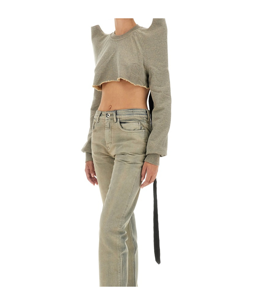 Rick Owens Drkshdw Cropped Knitwear Shoulder Pads In Green