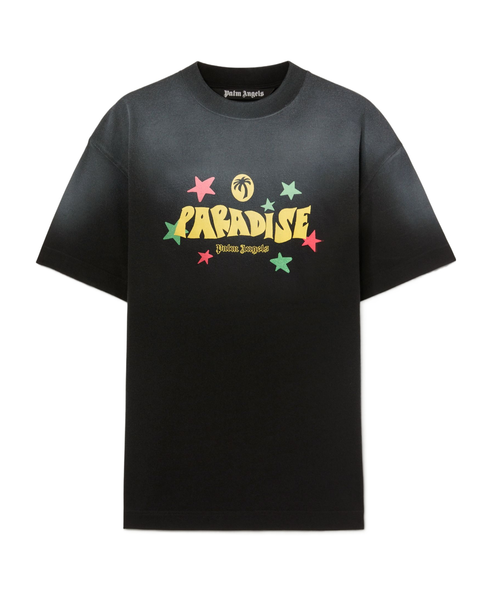Palm Angels Paradise Print T-shirt In Black