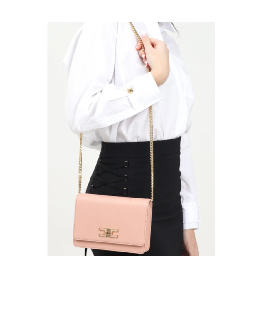 Elisabetta Franchi Small Logo Shoulder Bag In Nude