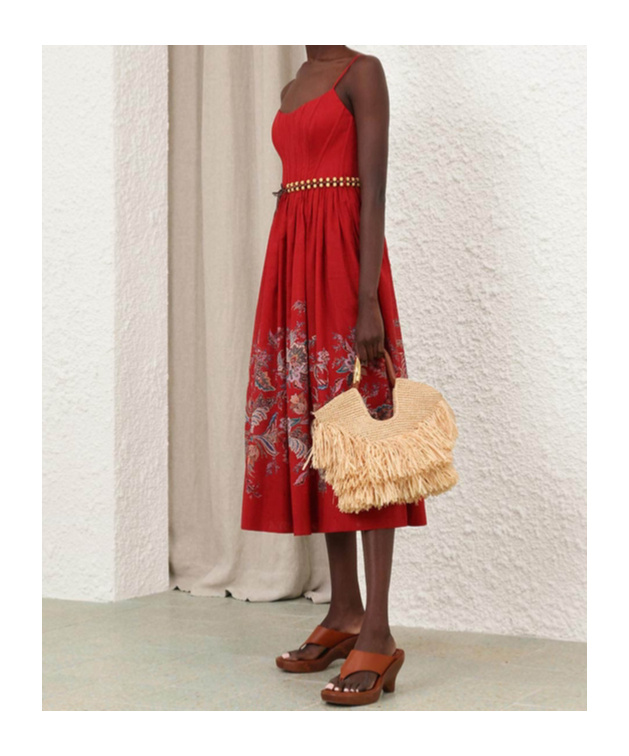 Zimmermann Rhiannon Belted Paisley-print Cotton-voile Midi Dress In Red
