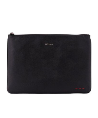 Kiton Logo Plaque Zipped Clutch Bag In Black