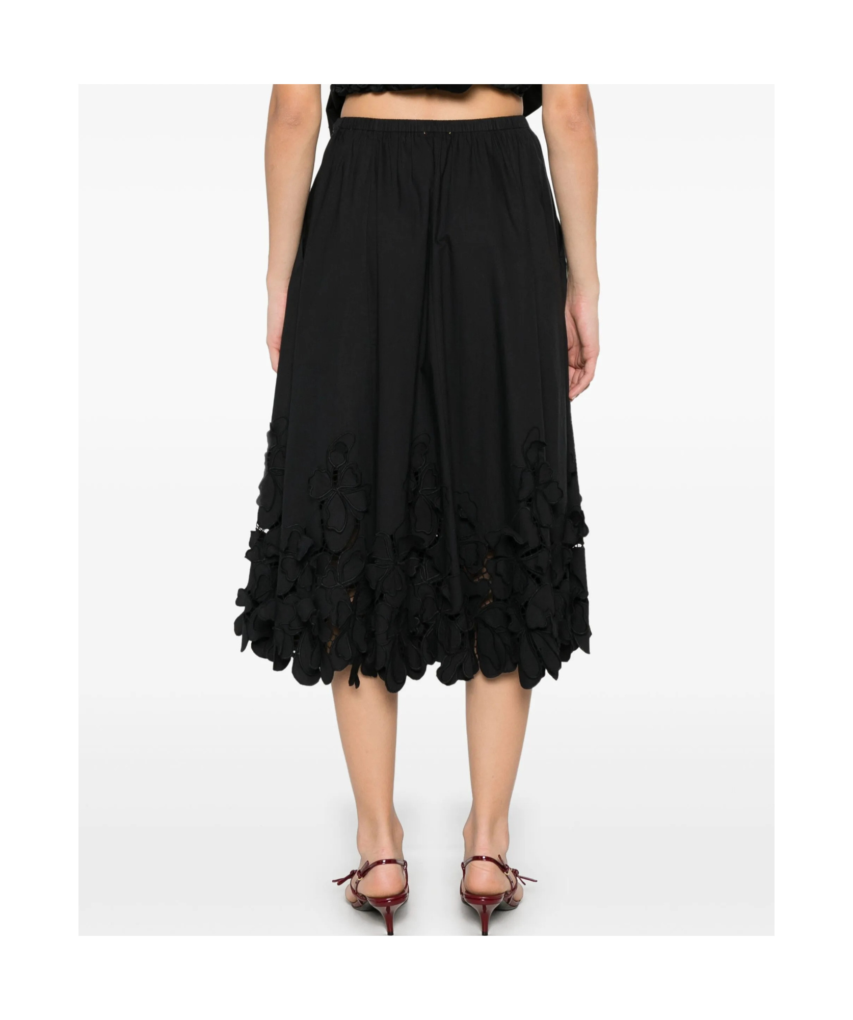 Shop Forte Forte Floral-appliqué Midi Skirt